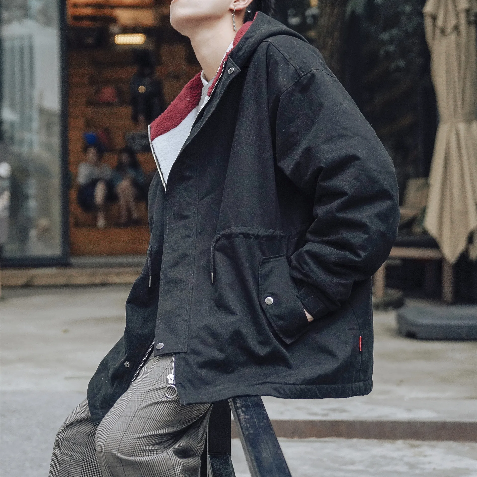 Зимняя утепленная хлопковая стеганая одежда с капюшоном 2018 мужское шерстяное