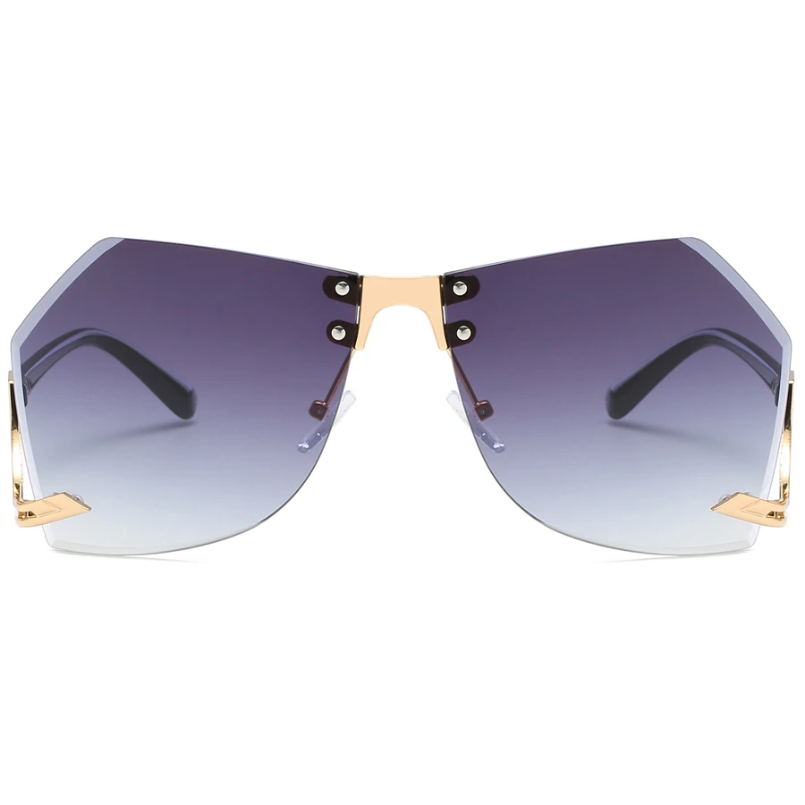 Большие солнцезащитные очки для женщин без оправы фирменный дизайн элегантная