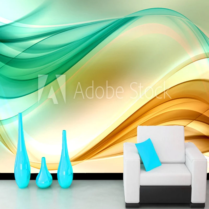 Абстрактные обои дизайн с золотыми зелеными линиями фрески для гостиной спальни