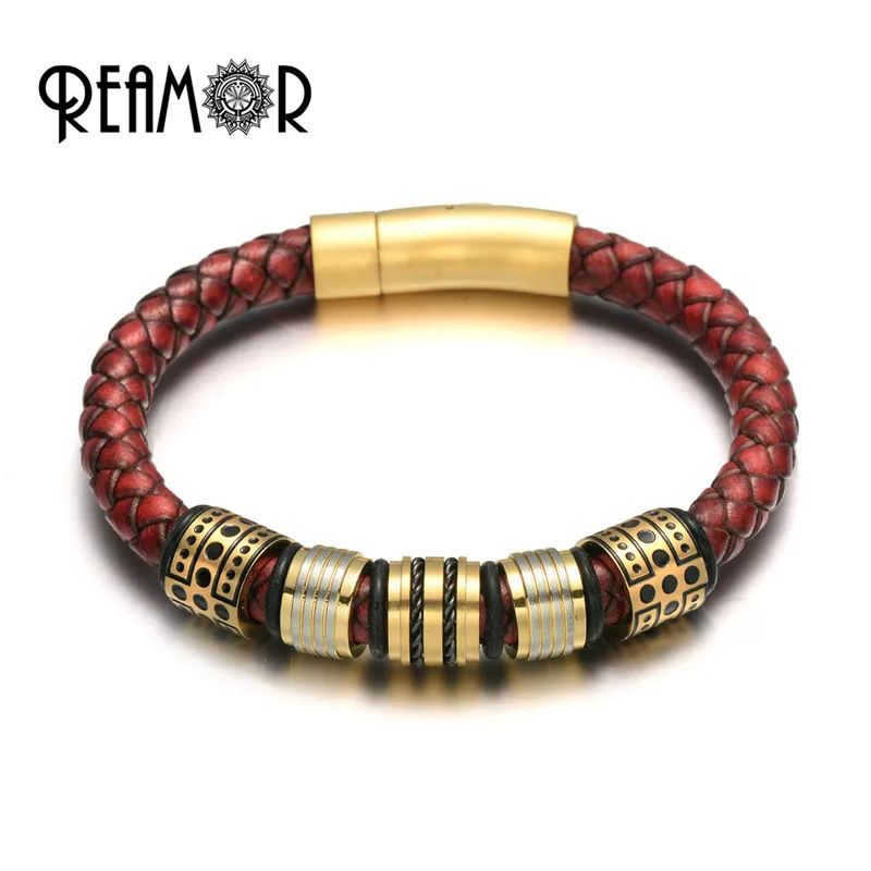 REAMOR Mix Styles Ретро Красные плетеные браслеты специальная стальная проволока