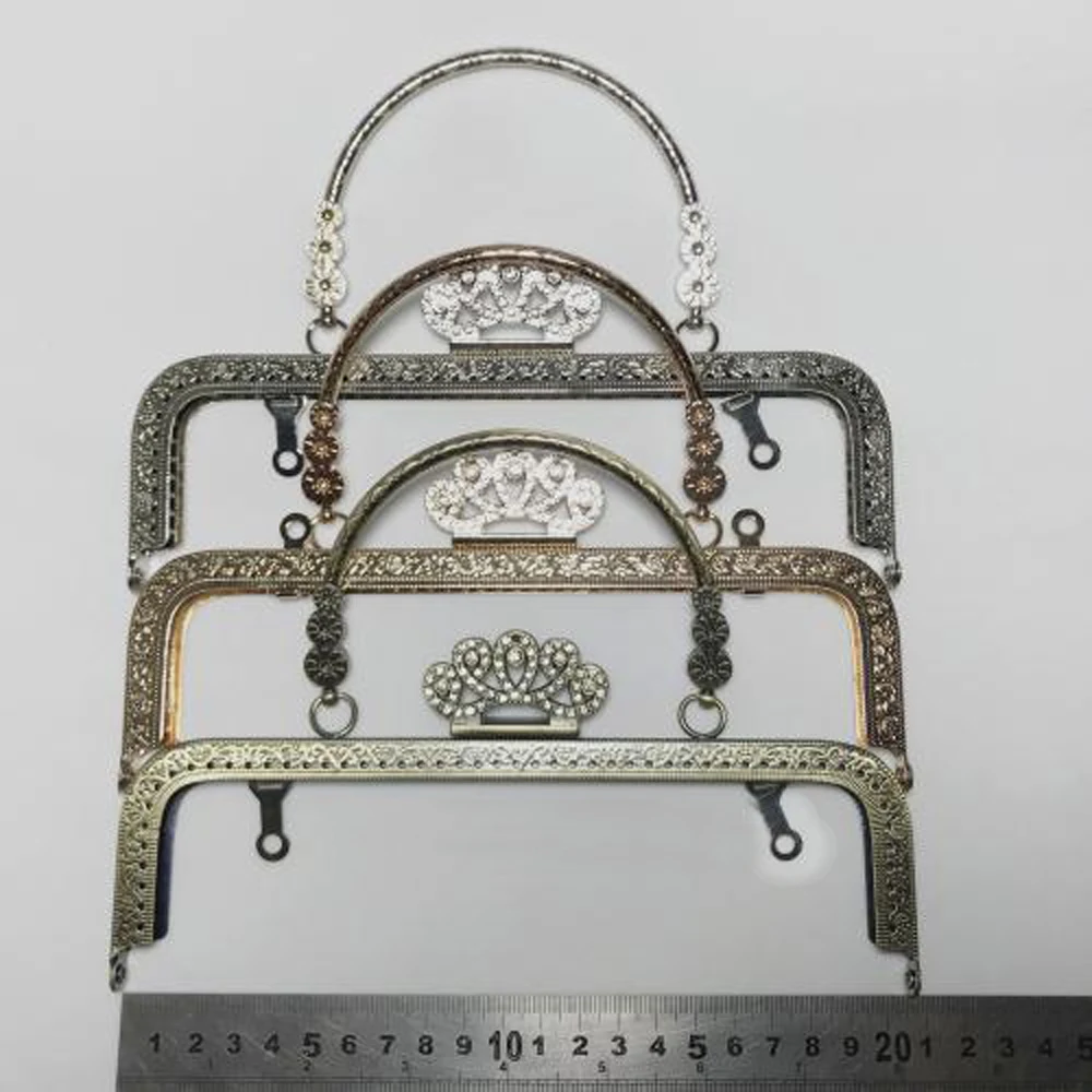 diamond crown design women DIY handbag metal clasp knurling straight edge purse frame 10pcs/lot