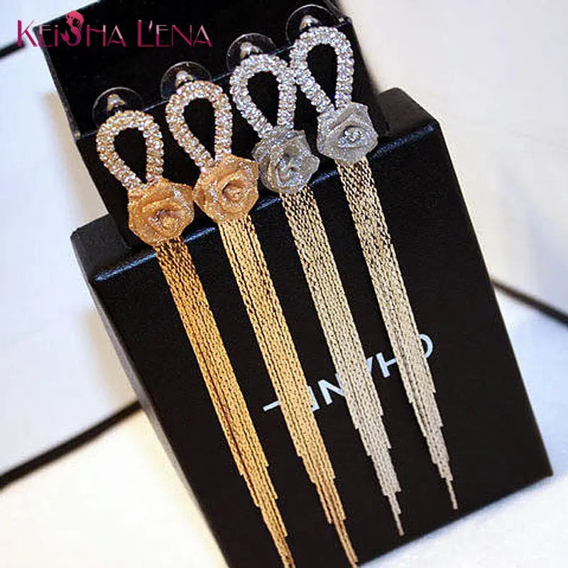 Роскошный преувеличены Ручной Работы Люстра кисточкой серьги со стразами