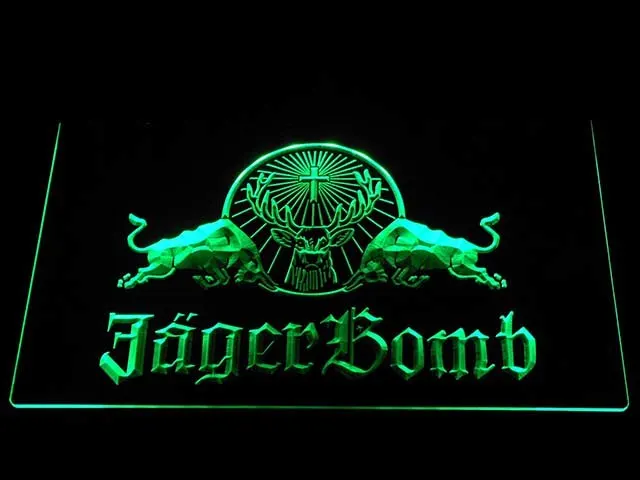 Светодиодный неоновый знак a233 Jagermeister Jager Bomb Bull Wine|Таблички и знаки| |