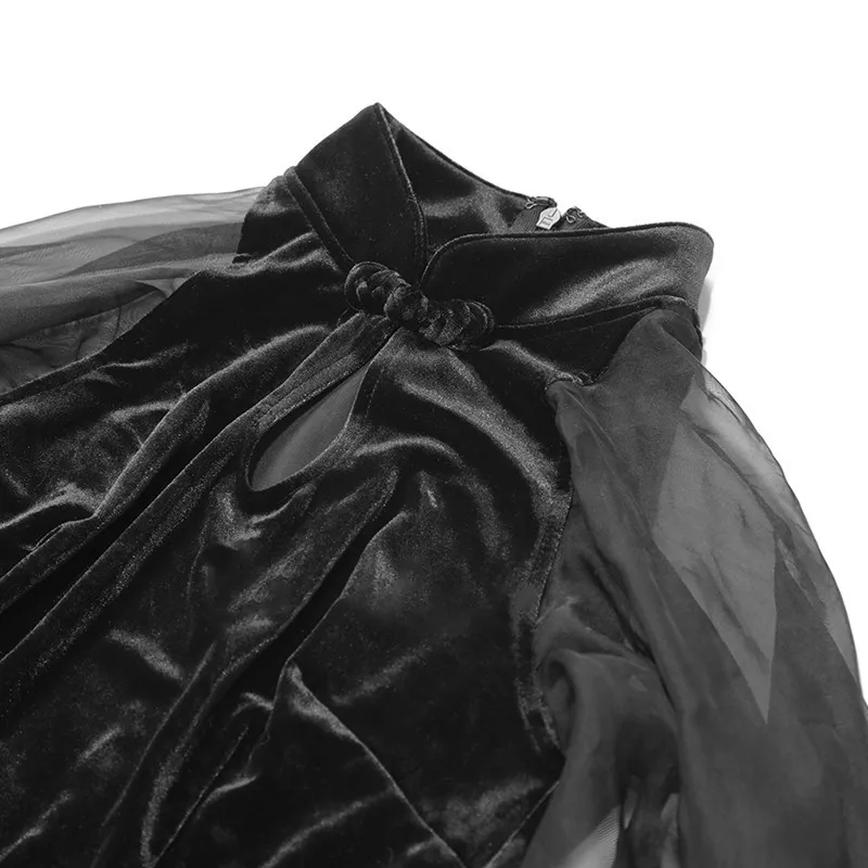 Платье-мини TWOTWINSTYLE Осеннее из шифона с высокой талией и воротником-стойкой |