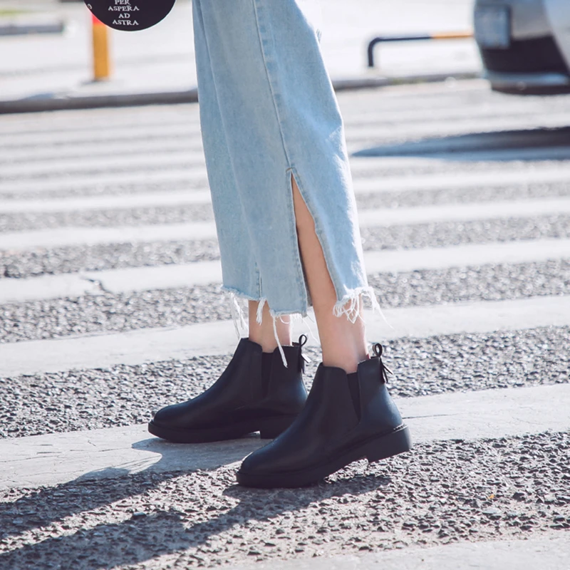 Женские зимние ботинки из натуральной коровьей кожи ботильоны эластичной ткани