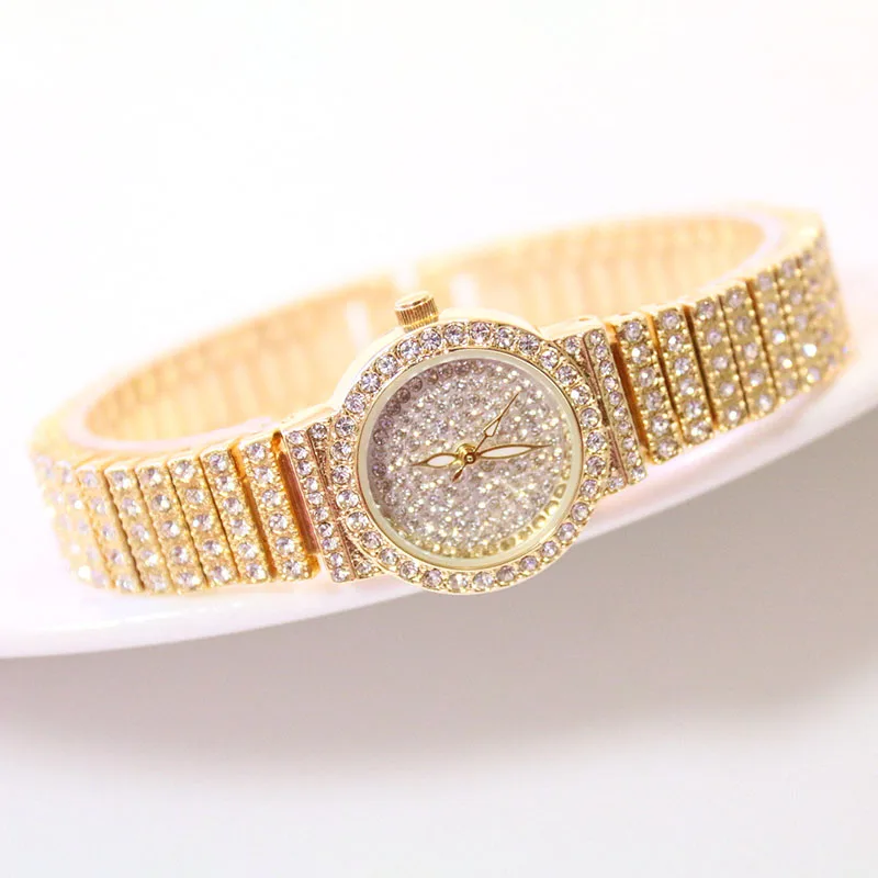 Женские кварцевые часы с керамическим кристаллом и стразами розовое золото