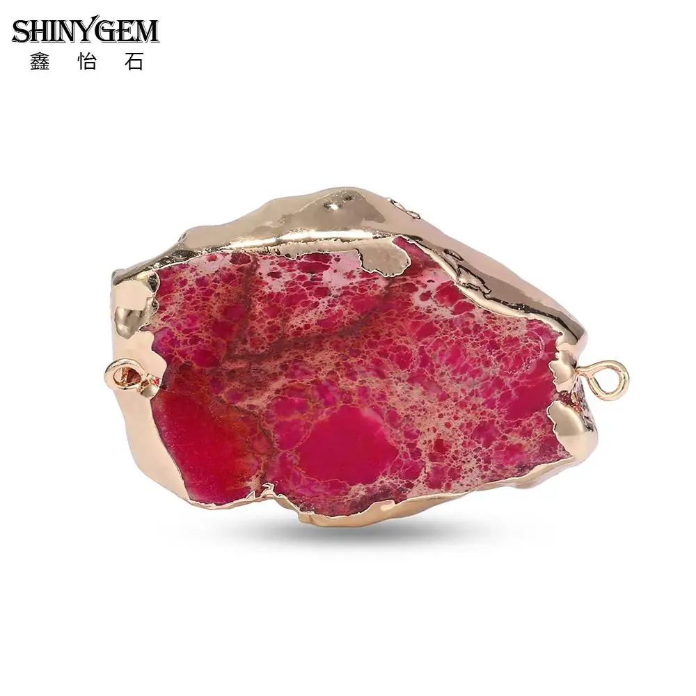 ShinyGem нерегулярные Jaspers камень Кулон Разъем Подвески чакра натуральный камень подвеска Маятник для DIY ювелирных изделий