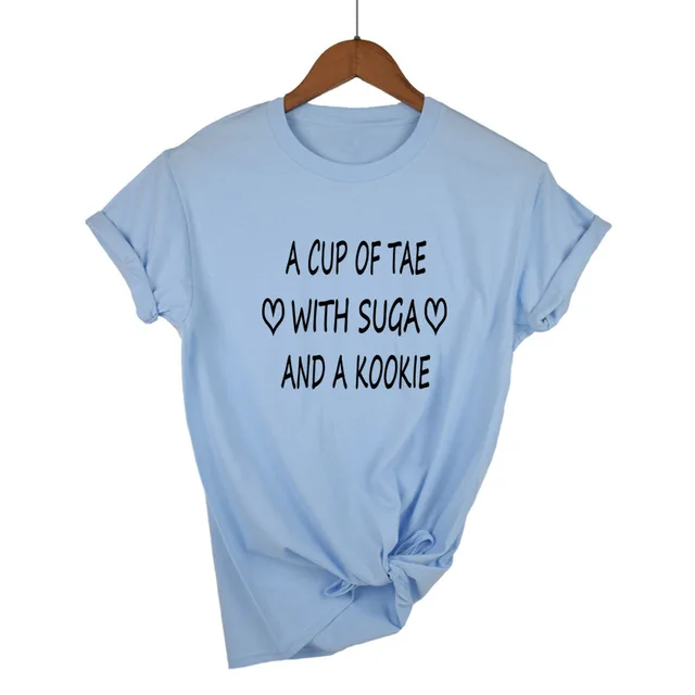 Light Blue-B Футболка «Кубок Тхэ с сугой и куки» модная футболка унисекс в Корейском стиле с короткими рукавами tumblr, милые топы, горячая Распродажа - Цвет: Light Blue-B