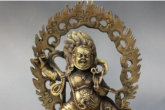 YM 317 тибетская буддистская Fane Бронзовая статуя Vajrapani Chana Dorje Правдивая