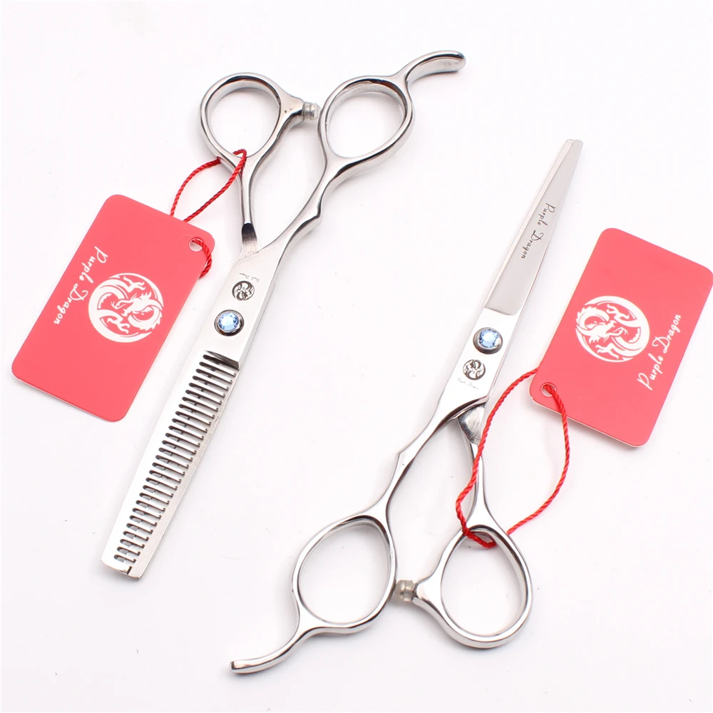 

Левая рука 5,5 дюйма Ножницы Парикмахерские, 16 см, с фиолетовым драконом, синие ножницы для стрижки, филировочные ножницы, профессиональные н...