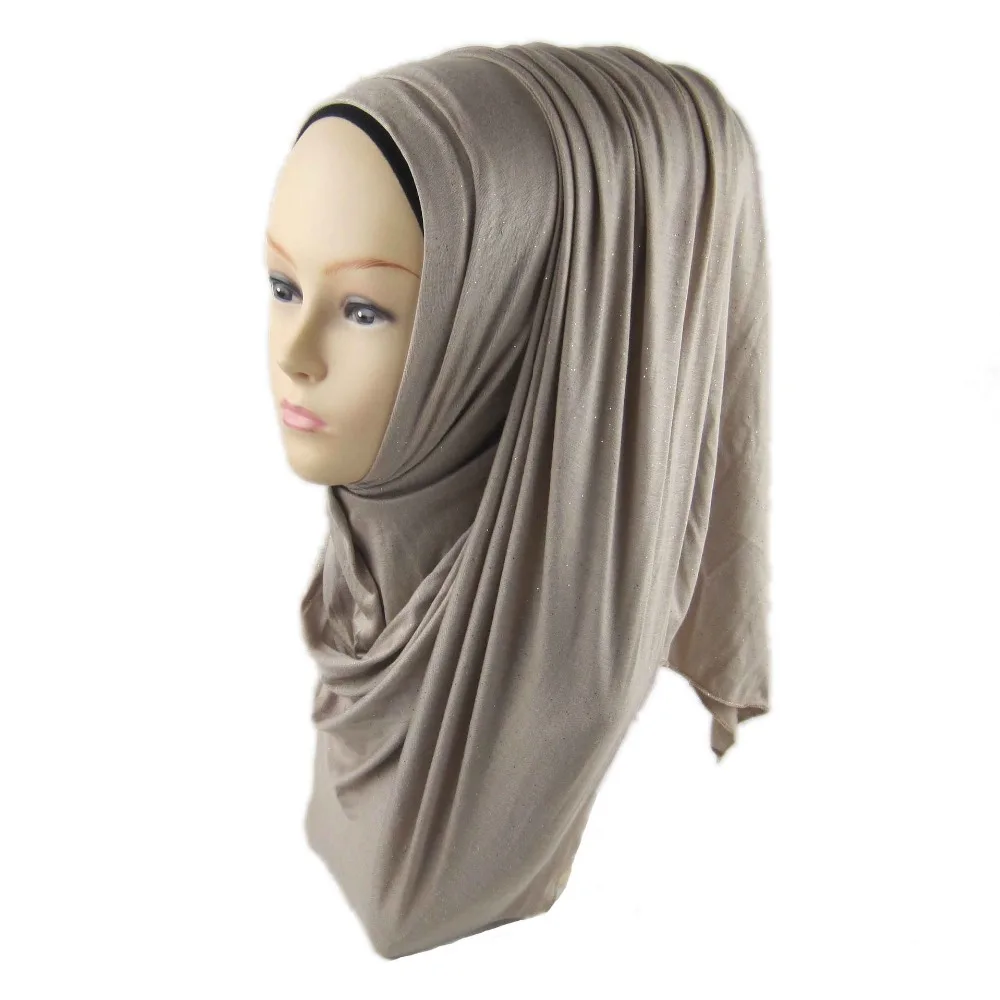 H1264a мягкий Модала эластичный джерси длинный шарф с блестит shimmer платок wrap