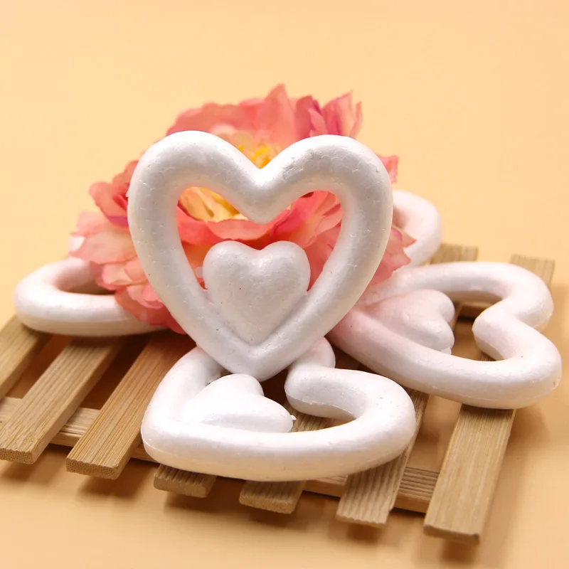 

10PCS 80MM DIY White Foam Double Heart Modelling Polystyrene Styrofoam Ball For Wedding Christmas Ornaments Gifts Decorations