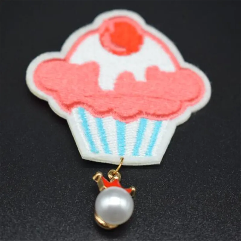 Embroidery patch cake deal with it Women Men Kids Clothes Diy pearl crown badge iron on patches for clothing Street Fashion | Дом и сад