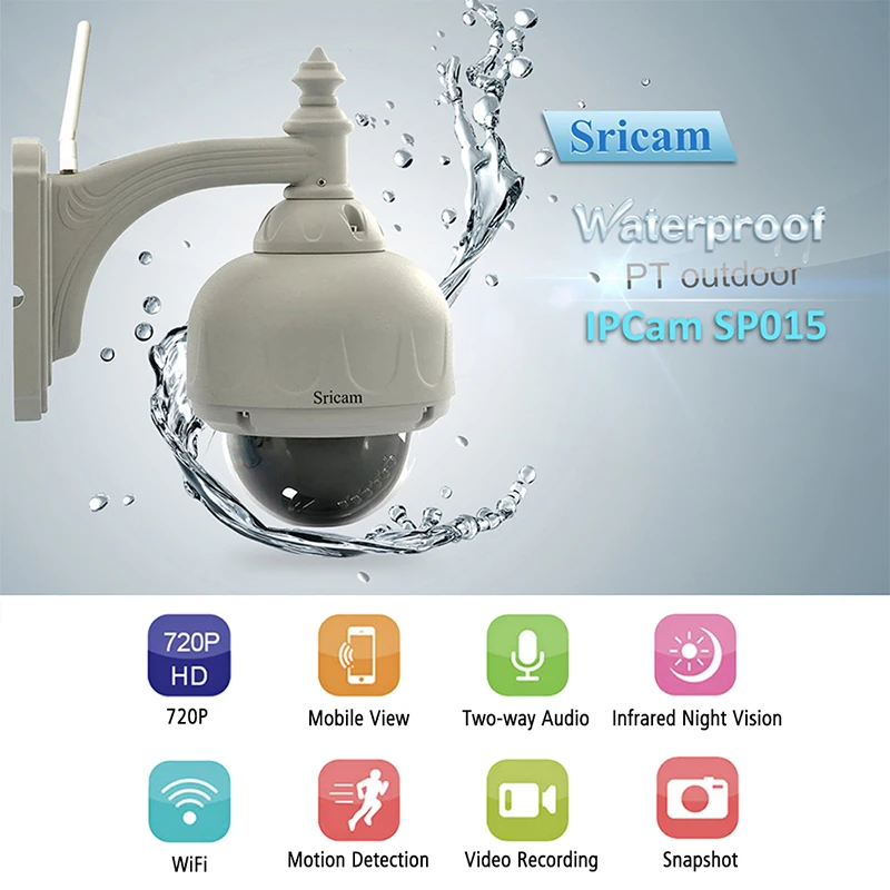 SRICAM SP015 Водонепроницаемый HD IP камера домашний уличный безопасности Камера
