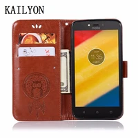 3d coque for motorola moto c 2017 cases for motoc c plus leather case flip cover magnetic wallet stand pattern owl phone shell