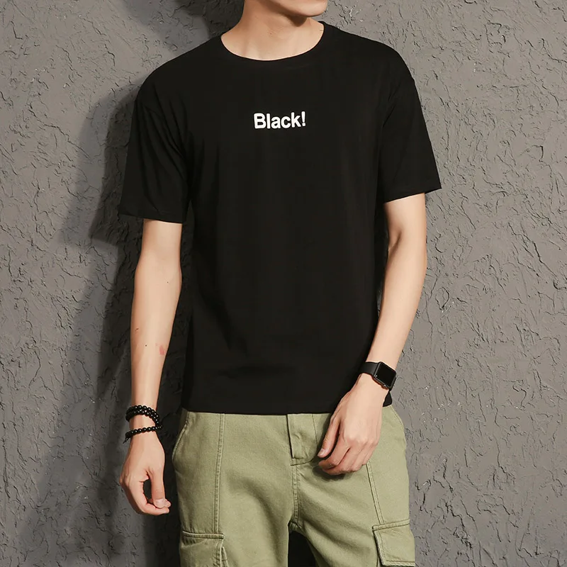 НОВОЕ письмо черный белый Красный Синий печатных футболки 2017 лето повседневная