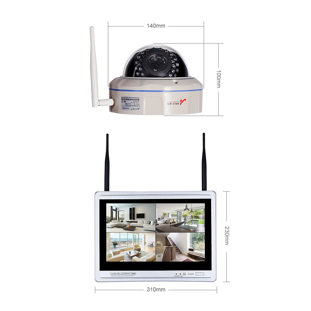 ANRAN наблюдения P2P 4CH WI-FI NVR 12'LCD монитор антивандальные купольные открытый 30 ИК 1080