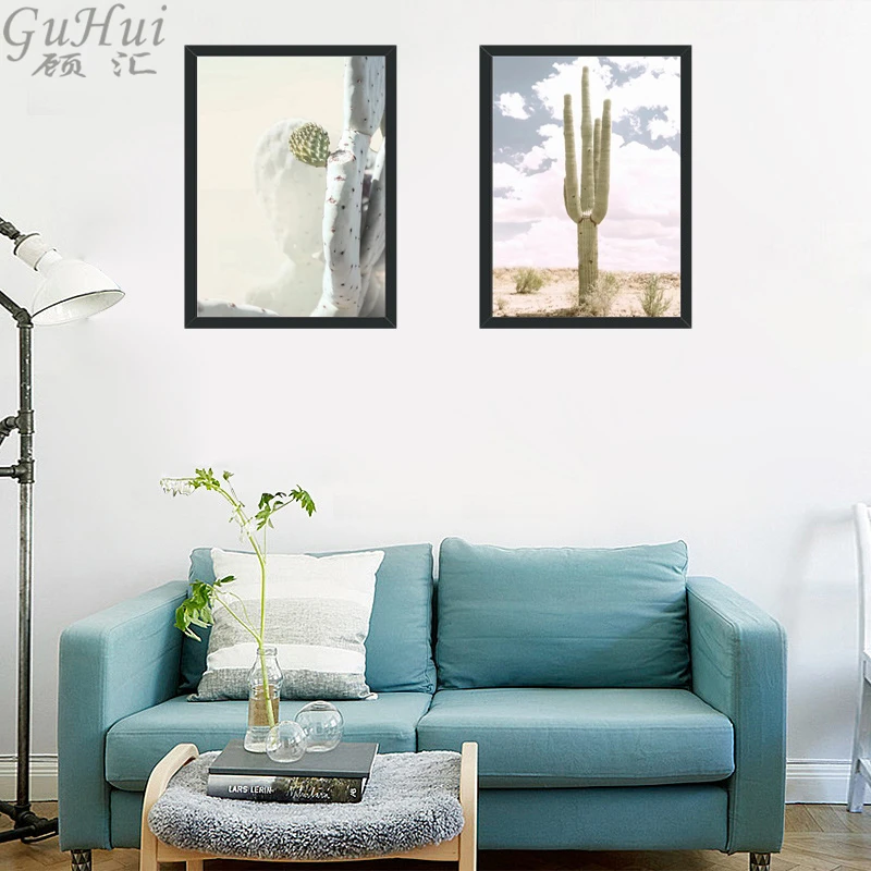Nordic Desert Landscape Green Cactus Canvas Painting Plant and Poster Home Living Room Decor Wall Photo Picture Cuadros | Дом и сад