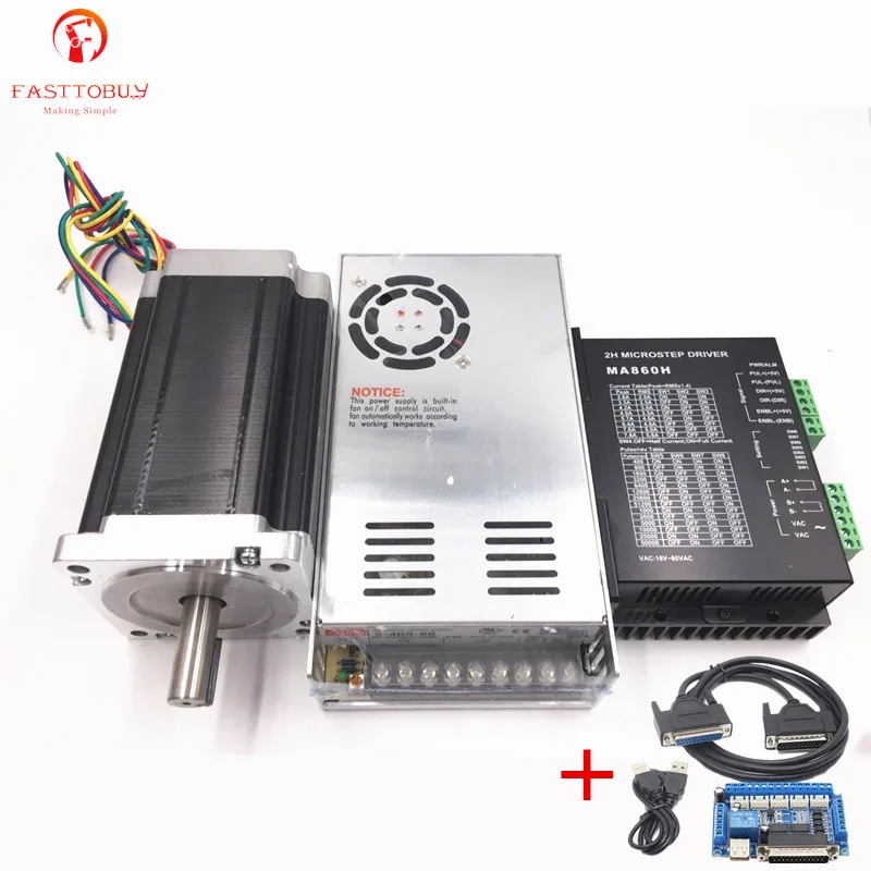 Новый шаговый двигатель Nema 34 с 1 осью двойной вал 928oz in CNC набор источник питания +