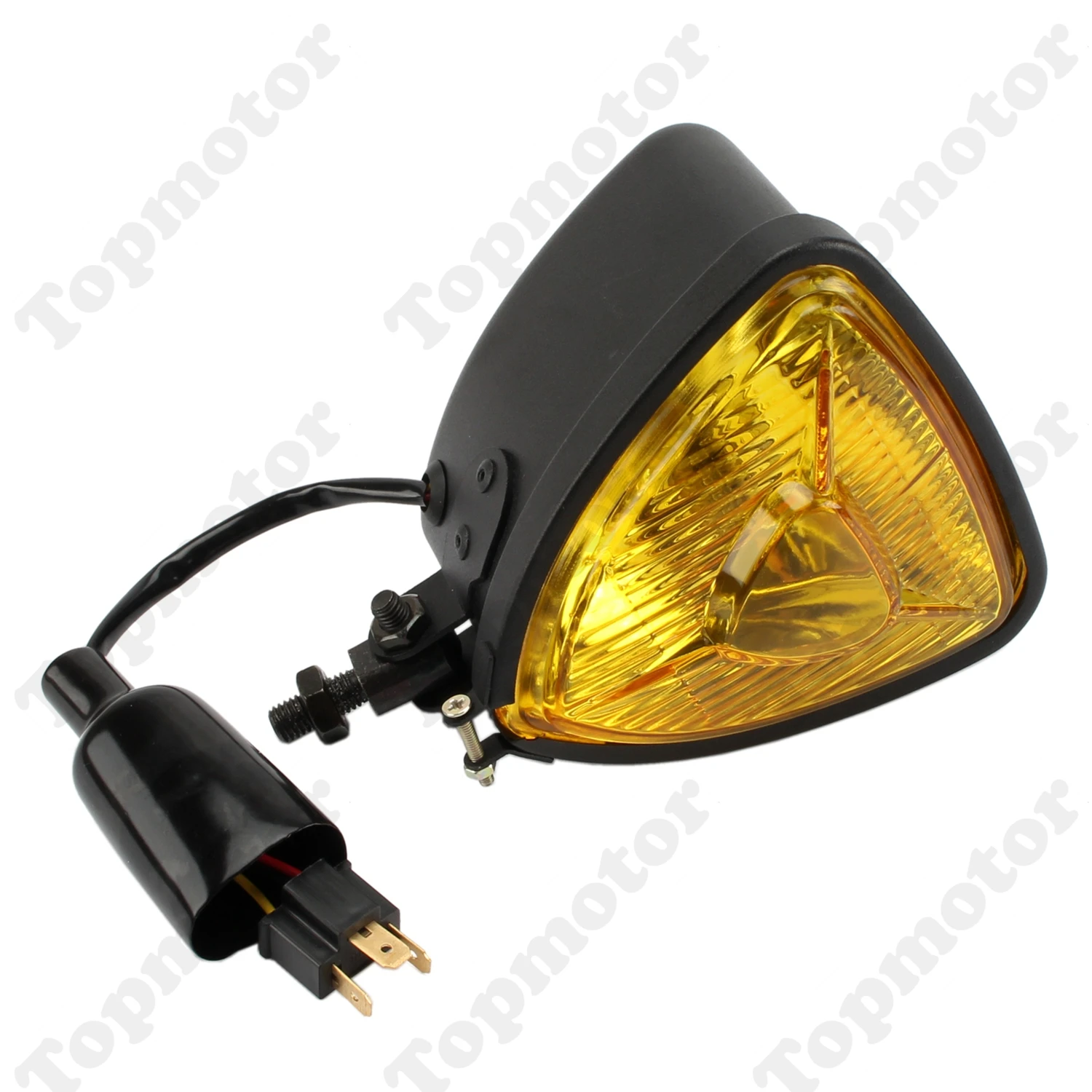

Motorcycle Vintage Front Headlight Amber Triangle Retro H4 Head Light For Harley Bobber Chopper SX650 Old School Cafe Racer