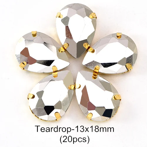 Teardrop 13x18mm G Рудник Серебряный 11 формы пришить Стразы с когтями головистой формы Стекло с украшением в виде кристаллов Высокое качество пришить коготь стразы для одежды B3793 - Цвет: Teardrop 13x18mm G