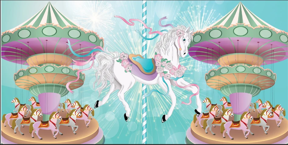 

7x5FT Baby Shower Carousel Playgroud Custom Photo Studio Backdrop Background Banner Vinyl 220cm x 150cm