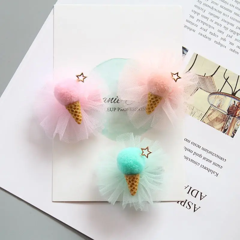 Розничная продажа 1 шт. модные милые заколки для волос мороженое с помпоном в виде