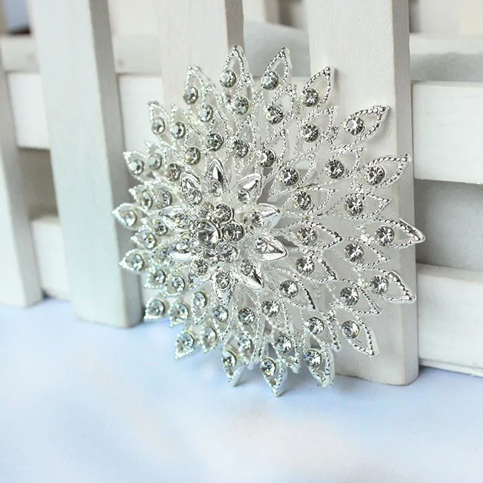 2 8 дюймов серебряная брошь со стразами большой Размеры сверкающие стразы