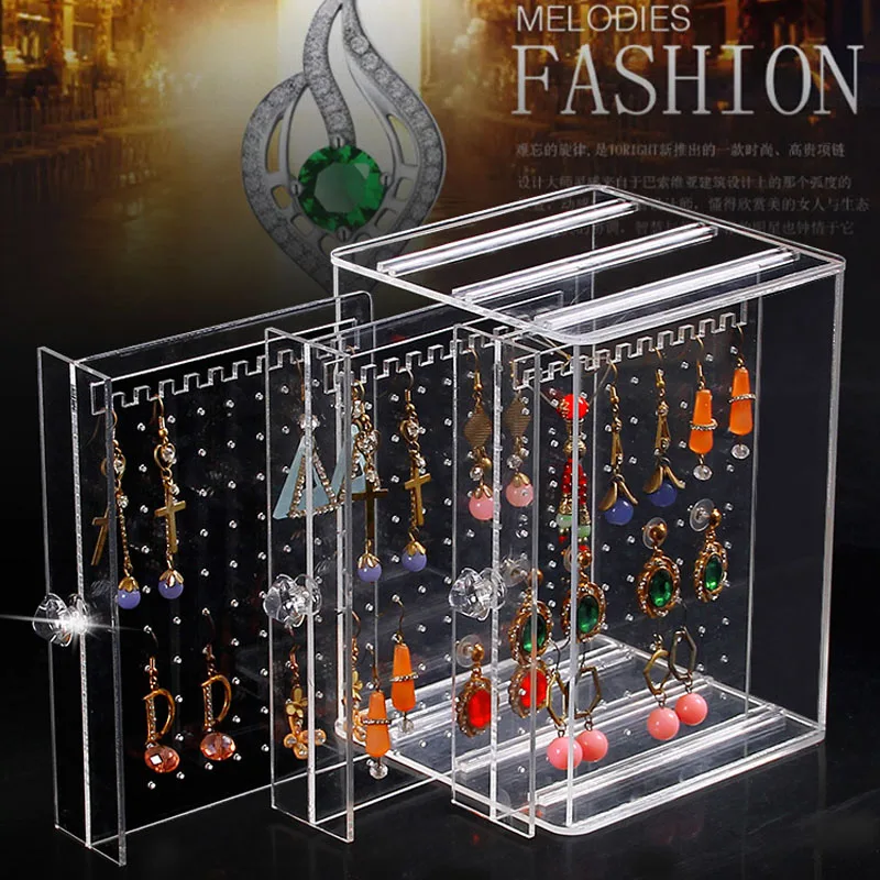 Прозрачная/Черная Пластиковая Полка для ювелирных изделий 3 уровня|display shelf|tiered