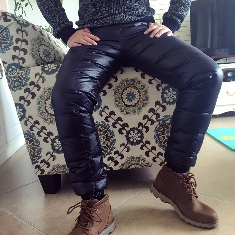 Мужские Пуховые брюки BOU теплые зимние штаны для отдыха большие размеры