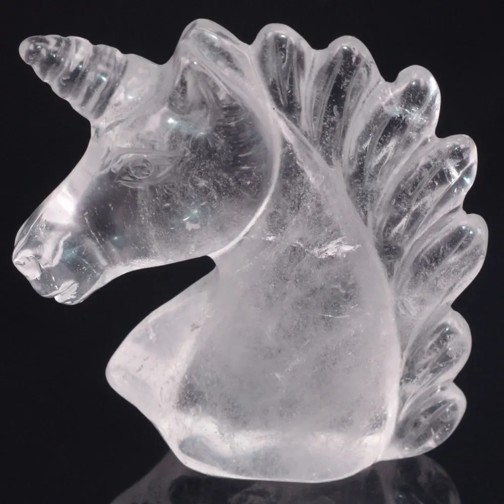 

2" Natural Gemstone Clear Quartz Unicorn Figurine Reiki Healing Crystal Statue Decor