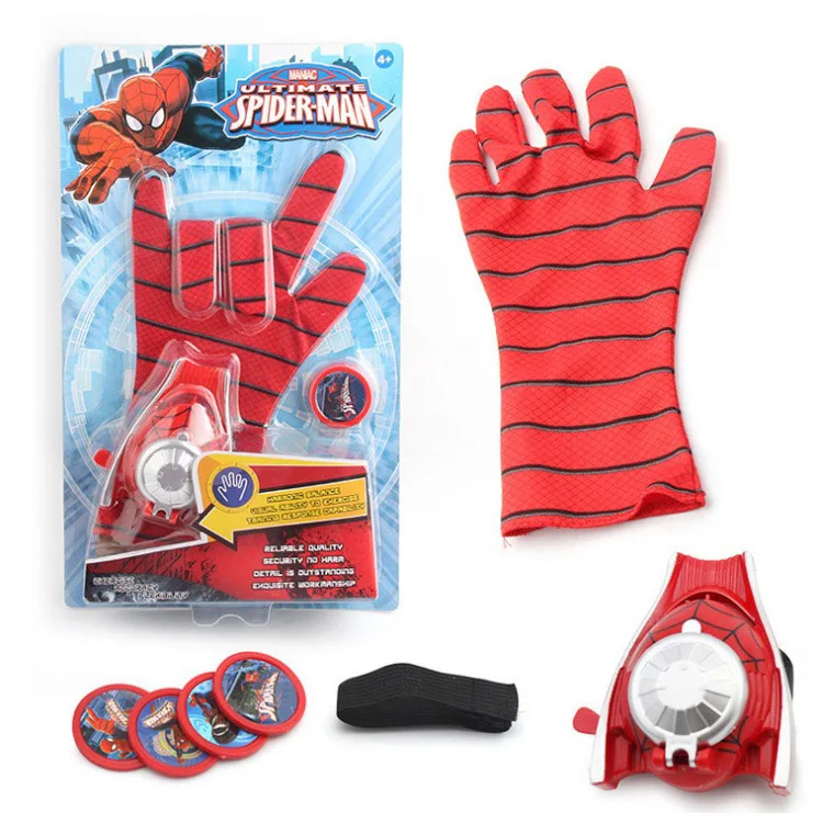 Spiderman WITH BOX Marvel Мстители косплей реквизит супер перчатки с героями излучатель пусковая установка Человек-паук Бэтмен Халк Железный человек Капитан игрушки для детей Подарки - Цвет: Spiderman WITH BOX