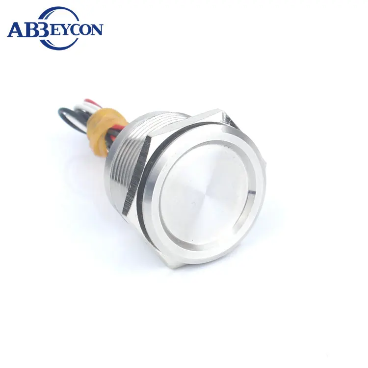 

30mm Mounting Hole Finger Location Momentary SPST Waterproof IP68 Off On 12V Aluminium Touch 2 Cables Piezo Push Button Switch
