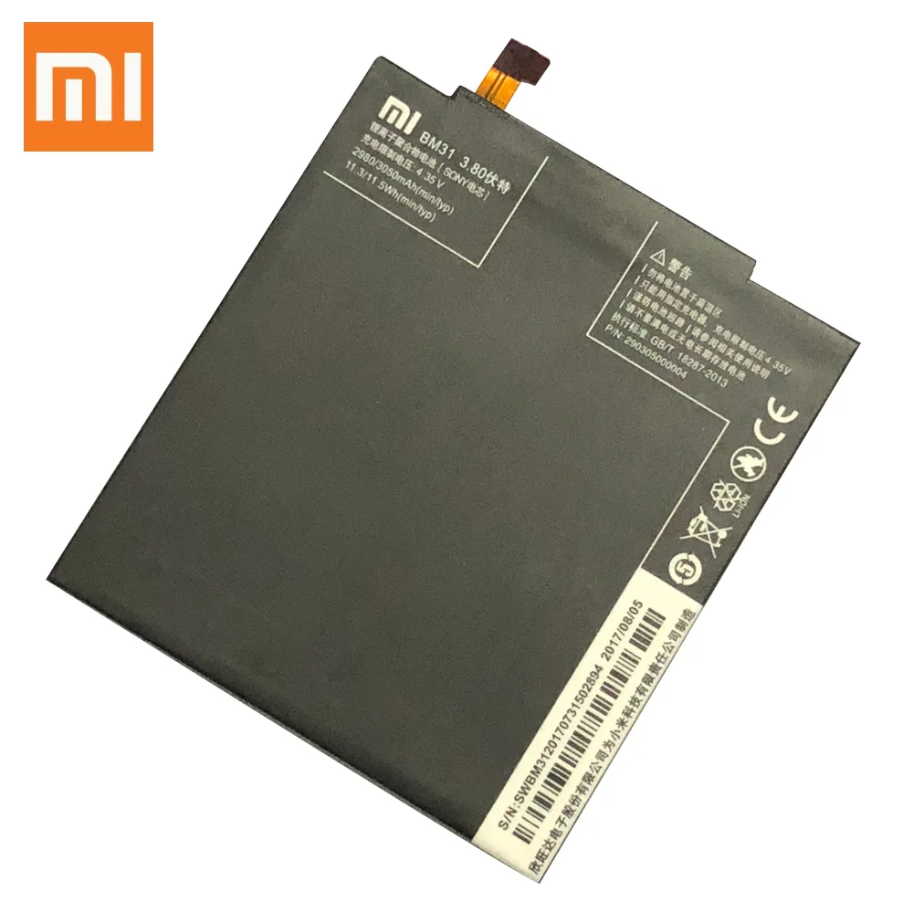 Оригинальная запасная батарея для Xiaomi Mi 3 M3 Mi3 BM31 натуральная телефона 3050 мАч |