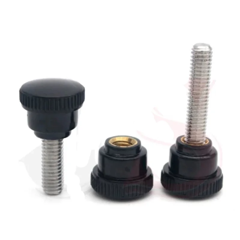 

2Pcs M6 Bakelite Round Plastic head Hand screws stainless steel Pattern handle screw bolt Length 25mm-50mm L