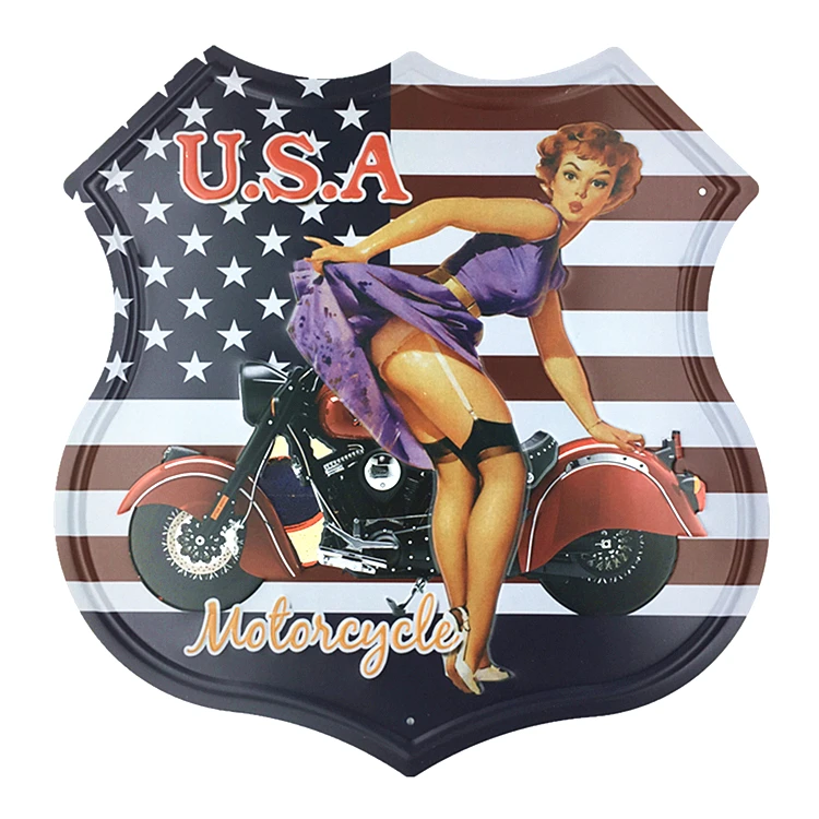 Route 66 форма щит винтажные металлические знаки вывеска для АЗС гаража Ретро табличка декоративная живопись пластина 30,5*30 см D001