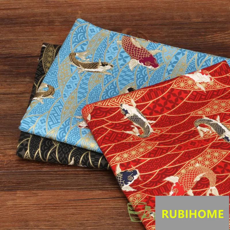 RUBIHOME (45x11 0 см/шт.) печатная японская волна рыбы дизайн Кимоно Стиль Хлопок Ткань