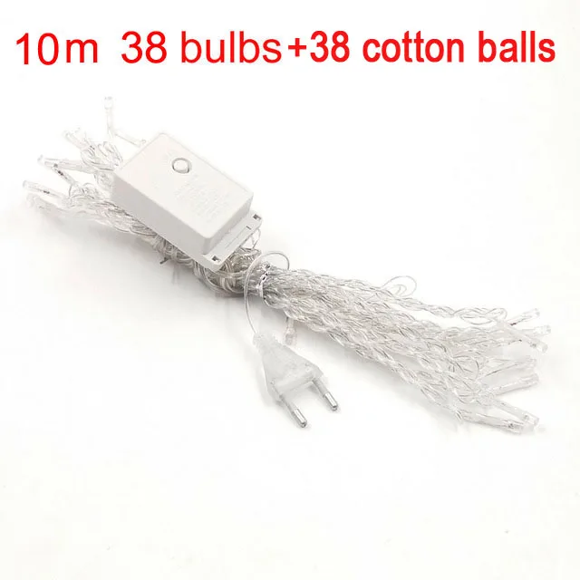 NO2 10m 38 balls 20 Вт, 30 Вт/35/40/50/80 лаванды ватные шарики светодиодный светящиеся гирлянды Рождественский праздник Свадебные гирлянды люсис привело - Испускаемый цвет: NO2 10m 38 balls