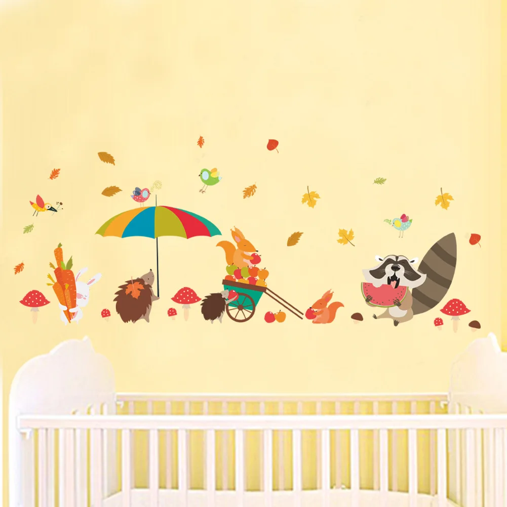 DIY Мультяшные лесные животные Ежик Наклейка на стену спальня гостиная детская