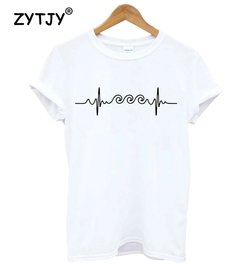 

Wave Heartbeat Lifeline Print Women tshirt Cotton Casual Funny t shirt For Lady Girl Top Tee Hipster Drop Ship Y-68