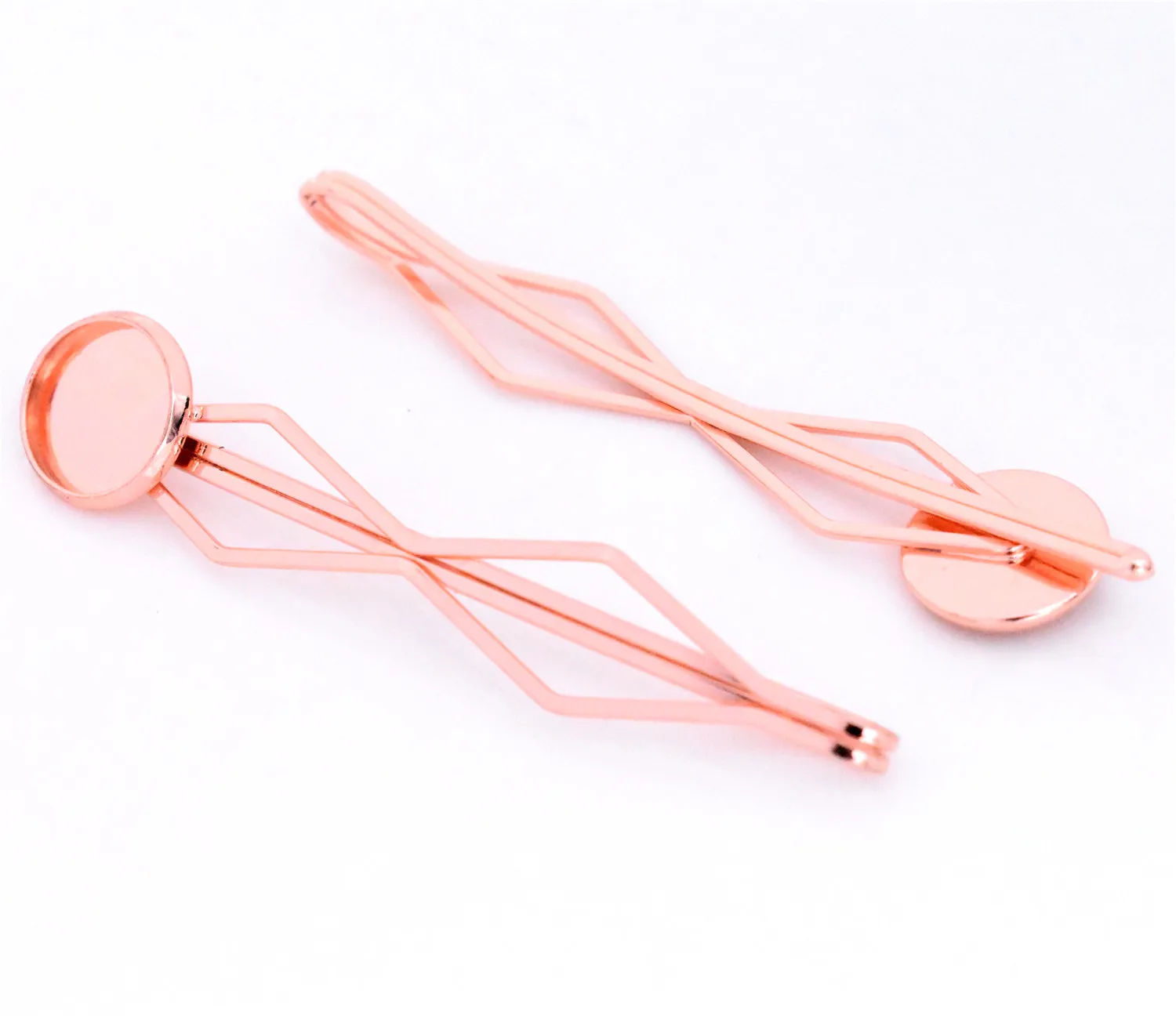 

High Quality 12mm 10pcs Classic Rose Gold Plated Copper Material Hairpin Hair Clips Hairpin Base Setting Cabochon Cameo