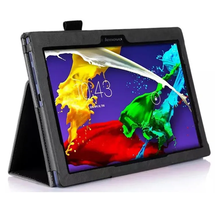 Чехол-накладка из искусственной кожи личи для lenovo Tab2 A10-70 L/F TB2-X30F Tab2 A10-30 X30F Tablet 10,1 дюймов Чехол+ пленка+ стилус - Цвет: Black