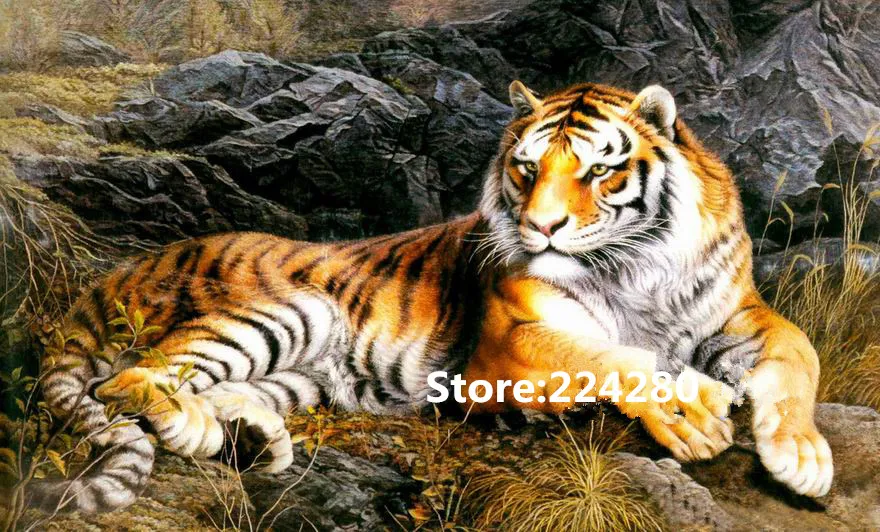 

King forest tiger Animal Needlework, Cross stitch,14CT Unprinted for Embroidery kits Art Cross-Stitching,DIY Handmade decor