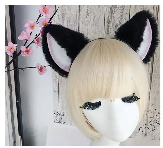 1 pcs multicolor Lovely Bell Hairwear Women Fashion Party Charming Lovely Fox Cat Ear Fur Hair Clip Hairband