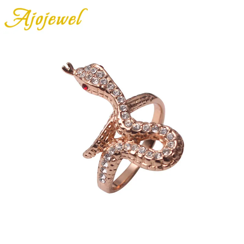 Ajojewel крутые Красные кристаллы стразы чистое CZ большое кольцо с змейкой ювелирные
