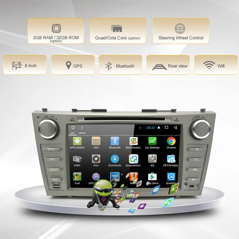 AWESAFE 8 &quot2Din android-автомобильный мультимедиа играть коснитесь ПК для Toyota Camry 2007-2011 gps