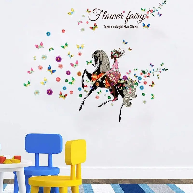 

Flowers Fairy Butterflies Wall stickers Wall Decals Kids Home Decor Mural DIY