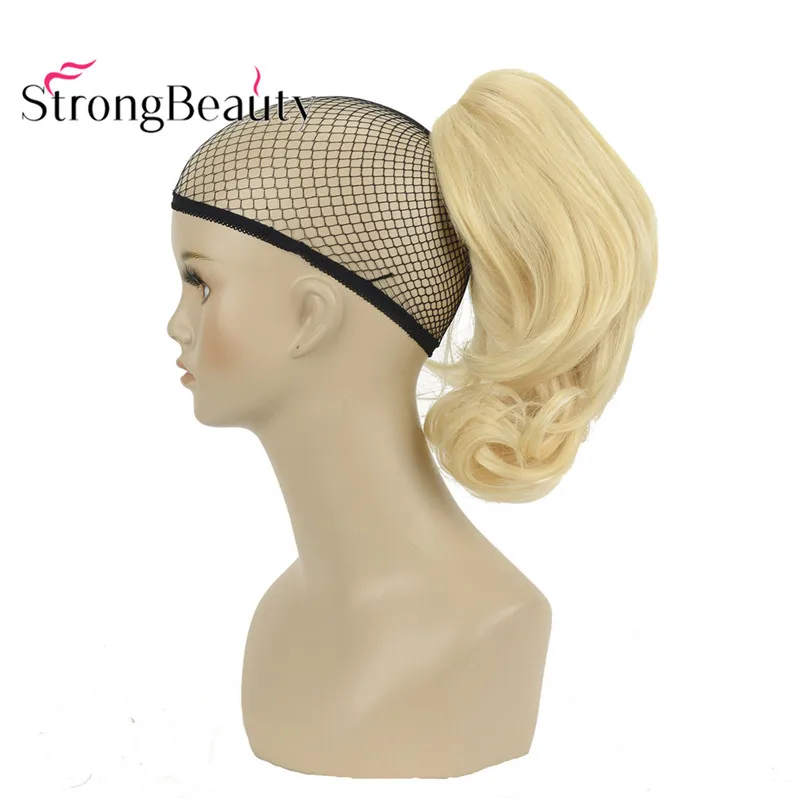 StrongBeauty 12 дюймов 10% синтетические 90% человеческие волосы короткая кудрявая заколка для хвоста в наращивание волос с зажимом для когтей