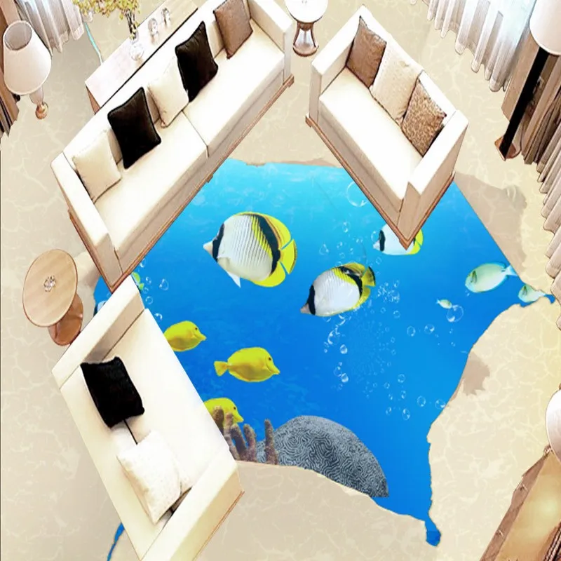 Бесплатная доставка 3D напольный рисунок в виде разбитого мира под водой