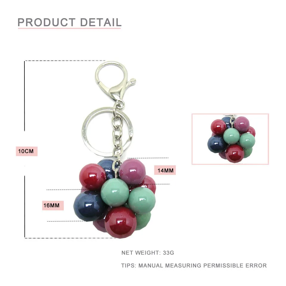Dandie 2018 New Fashionable Handmade Accessory With Colorful Acrylic Beads Design Keychain Jewelry Bag Charm | Украшения и